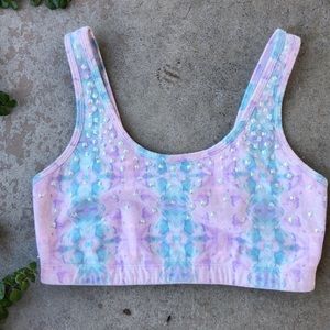 PINK unicorn studded sports bra